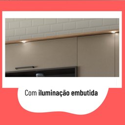 Armário de Cozinha Aéreo com iluminação 200cm Caiena Thela - 5 Armário de Cozinha Aéreo com iluminação 200cm Caiena Thela - 5