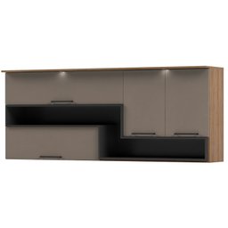 Armário de Cozinha Aéreo com iluminação 200cm Caiena Thela - 3 Armário de Cozinha Aéreo com iluminação 200cm Caiena Thela - 3