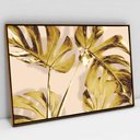 Ver imagem 1 de Quadro Decorativo em Canvas Folhas de Ouro TaColado Moldura Flutuante 4,5cm Freijó 120 x 80cm