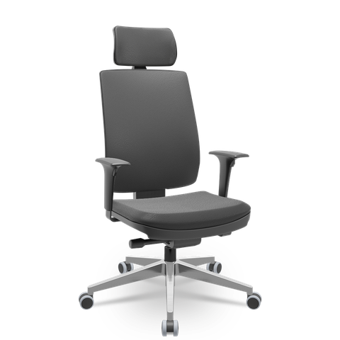 Cadeira Brizza Soft Presidente Base Aluminio Autocompensador Revestimento em Vinil Preto T19