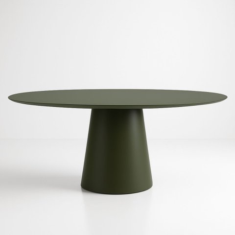 Mesa de Jantar Cone Oval 244x137 Cm Laca Verde Musgo