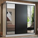 Ver imagem 1 de Guarda-Roupa Casal Madesa Reno 3 Portas de Correr com Espelhos Branco/Preto Cor:Branco/Preto