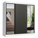 Ver imagem 2 de Guarda-Roupa Casal Madesa Reno 3 Portas de Correr com Espelhos Branco/Preto Cor:Branco/Preto