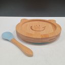 Ver imagem 4 de Prato Infantil Criança Bebê com Colher e Ventosa Home&co Ursinho Bambu 3x16x13cm Natural