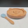 Prato Infantil Criança Bebê com Colher e Ventosa Home&co Ursinho Bambu 3x16x13cm Natural - 4