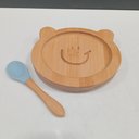 Ver imagem 2 de Prato Infantil Criança Bebê com Colher e Ventosa Home&co Ursinho Bambu 3x16x13cm Natural
