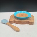 Ver imagem 5 de Prato Infantil Criança Bebê com Colher e Ventosa Home&co Ursinho Bambu 3x16x13cm Natural