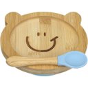 Ver imagem 1 de Prato Infantil Criança Bebê com Colher e Ventosa Home&co Ursinho Bambu 3x16x13cm Natural