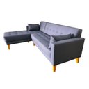 Ver imagem 3 de Sofá Chaise Gianni | Pés Trapézio & Acquablock Impermeável | Medida 230cm | Marinho