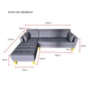Ver imagem 4 de Sofá Chaise Gianni | Pés Trapézio & Acquablock Impermeável | Medida 230cm | Marinho