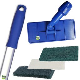 Kit Lt Suporte Limpa Tudo + Cabo 1.4 Metros + Fibras 1 Verde Multiuso + 1 Verde Pesada + 1 Macia Bra - 1