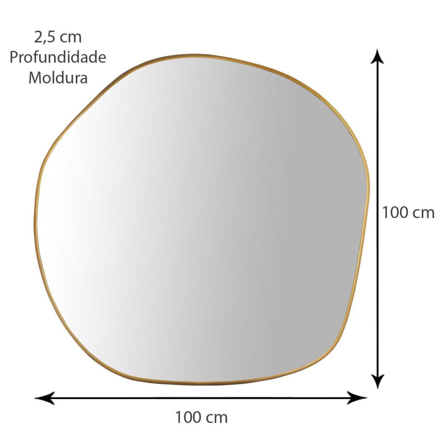 Espelho Redondo Orgânico com Moldura em MDF 100cm Decore Pronto - 2