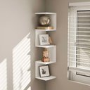 Ver imagem 2 de Prateleira de Canto Lyra 4 Nichos Decorativos Branco para Sala Quarto Livros
