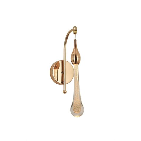 Arandela 05×23cm 5w 3000k Bivolt Metal Dourado + Cristal