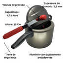 Ver imagem 2 de Panela de Pressão 3l Antiaderente Cinza 5 Estrelas Inmetro