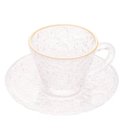 Ver imagem 1 de Xícara de Café Petra Cristal com Pires e Borda Dourada 70ml