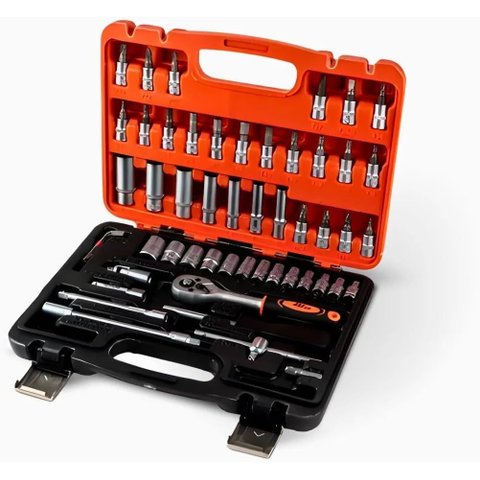 Kit Jogo Catraca Reversível Soquetes 53 Peças