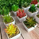 Ver imagem 1 de Suculenta Artificial Mini Vaso - Arranjo de Vasinhos Branco