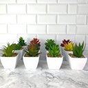 Ver imagem 7 de Suculenta Artificial Mini Vaso - Arranjo de Vasinhos Branco