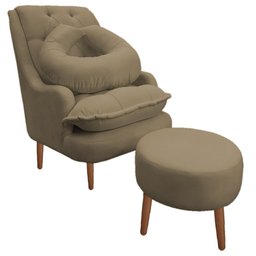 Kit Amamentação Poltrona + Puff + Almofada Suede Cappuccino - Majú Decor - 1