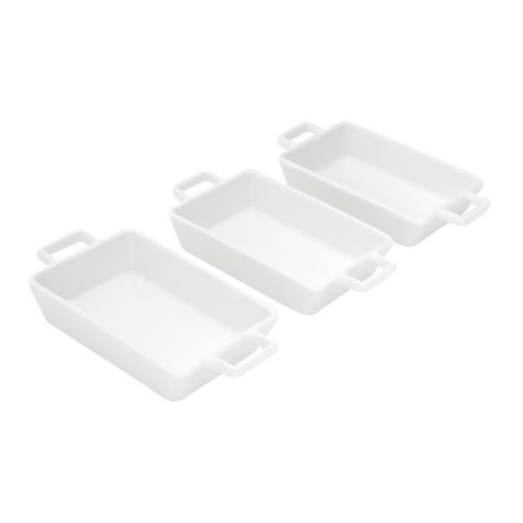 Kit 3 Petisqueiras de Porcelana 16cm X 3cm X 8cm - Wolff