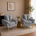 Ver imagem 1 de Kit 2 Poltronas Decorativa Estofada Sala Quarto Escritório Opala Madeira