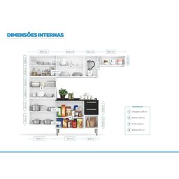 Cozinha Completa Branca e Preta em Aço 4 Peças Luce com 3 Vidros - 3