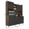 Armário Cozinha Compacta 7 Portas 2 Gavetas Prime Madine Cor:Carvalho/Grafite - 7