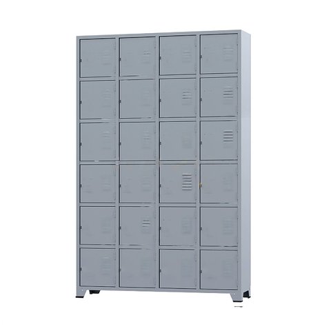 Armário Roupeiro De Aço 24 Portas Para Vestiário Academia Locker Cinza
