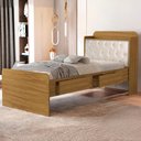 Ver imagem 2 de Cama Solteiro Bau 2 Gavetas Mdf Tamires Capitone Nature Bege Decmade