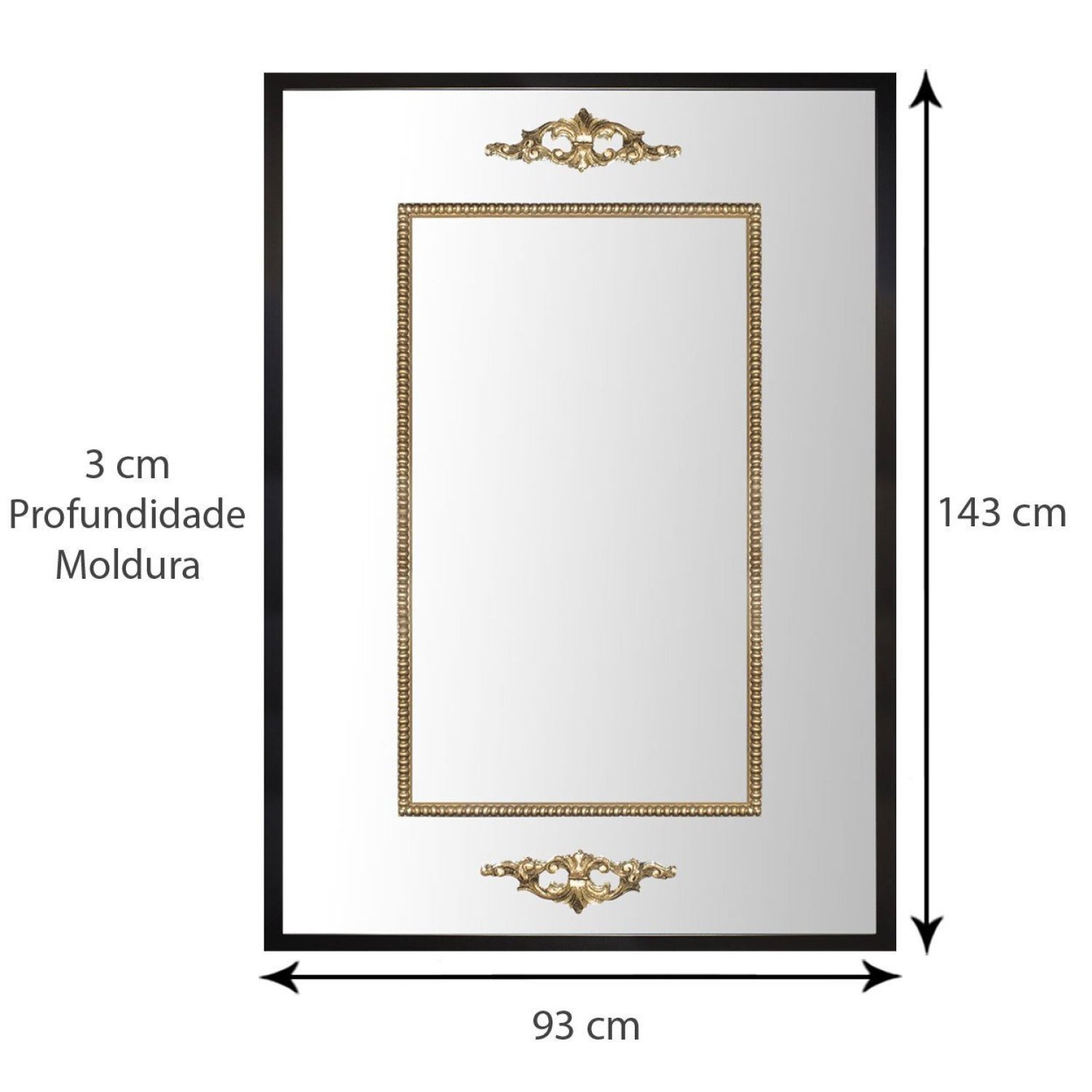 Espelho Decorativo Clássico com Apliques 93x143cm Decore Pronto - 3