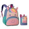 KIT MOCHILA E LANCHEIRA ESCOLAR INFANTIL BICHINHOS UNICORNIO:Roxo - 1