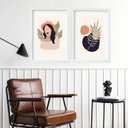 Ver imagem 2 de Kit 2 Quadros Mulher e Folha Boho - 60x48cm:madeira Branca
