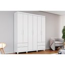 Ver imagem 1 de Guarda Roupa 6 Portas e 4 Gavetas C/ Pés Canadá Plus Branco - Conquista