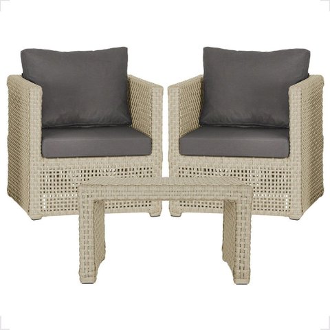 Mesa Centro e 2 Poltronas Madri Corda Náutica Estofado 11 Trama Original
