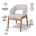 Ver imagem 3 de Kit 05 Cadeiras de Jantar e Estar Living Estofada Lince L02 Linho Bege - Lyam Decor