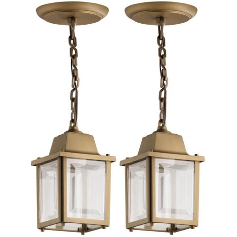 Jogo 2 Luminárias de Teto Vintage 37cm Pendente Bivolt Ouro Velho Decoração Dital