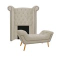 Ver imagem 1 de Kit Cabeceira Calçadeira Veneza 100cm Suede Bege