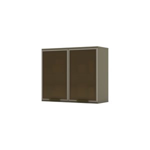 Armário Aéreo de Cozinha Modulada 2 Portas com Vidro 80cm Connect Henn Duna com Cristal