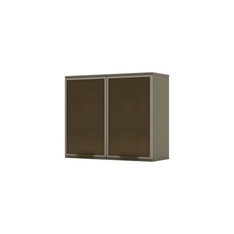 Armário Aéreo de Cozinha Modulada 2 Portas com Vidro 80cm Connect Henn Duna com Cristal