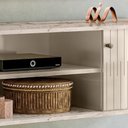 Ver imagem 6 de Rack Com Porta De Correr Curva Suspenso Para Tv Até 60 Polegadas Calacata Off White Priell Shop Jm