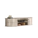 Ver imagem 2 de Rack Com Porta De Correr Curva Suspenso Para Tv Até 60 Polegadas Calacata Off White Priell Shop Jm