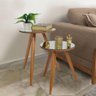 Conjunto Mesa Canto Lateral Decoração Espelho Madeira Sala - 4