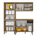 Ver imagem 2 de Armário Tieli Paneleiro Duplo 3 Peças Bor/preto - Móveis Arapongas Boreal/preto Fosco