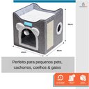Ver imagem 2 de Casa Cama para Gatos 2x1 Toca 2 Andares Dobrável Ninho Brinquedo Arranhador Cinza - Duke & Dixie