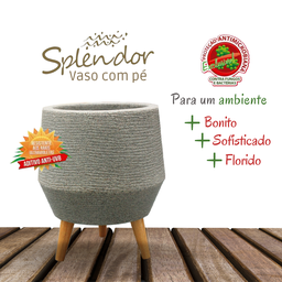 Vaso Grafiato Redondo com Pé Tam. A28xl17xb19 4,6 Litros Pedra Durín - 2