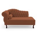 Ver imagem 1 de Divã Recamier Lavínia Clássico 120cm Capitonê com Pés de Madeira Bouclê Terracota - Abmaza