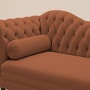 Ver imagem 4 de Divã Recamier Lavínia Clássico 120cm Capitonê com Pés de Madeira Bouclê Terracota - Abmaza