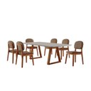 Ver imagem 1 de Conjunto Sala de Jantar Mesa Viena 160x90cm Tampo Retângular Vidro/MDF Off White com 6 Cadeiras Évor