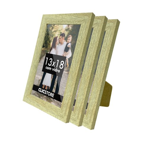 Kit 3 Porta Orta Retrato 13x18 Decorativo Gravata com Vidro Fotografico Sala Poster:carvalho